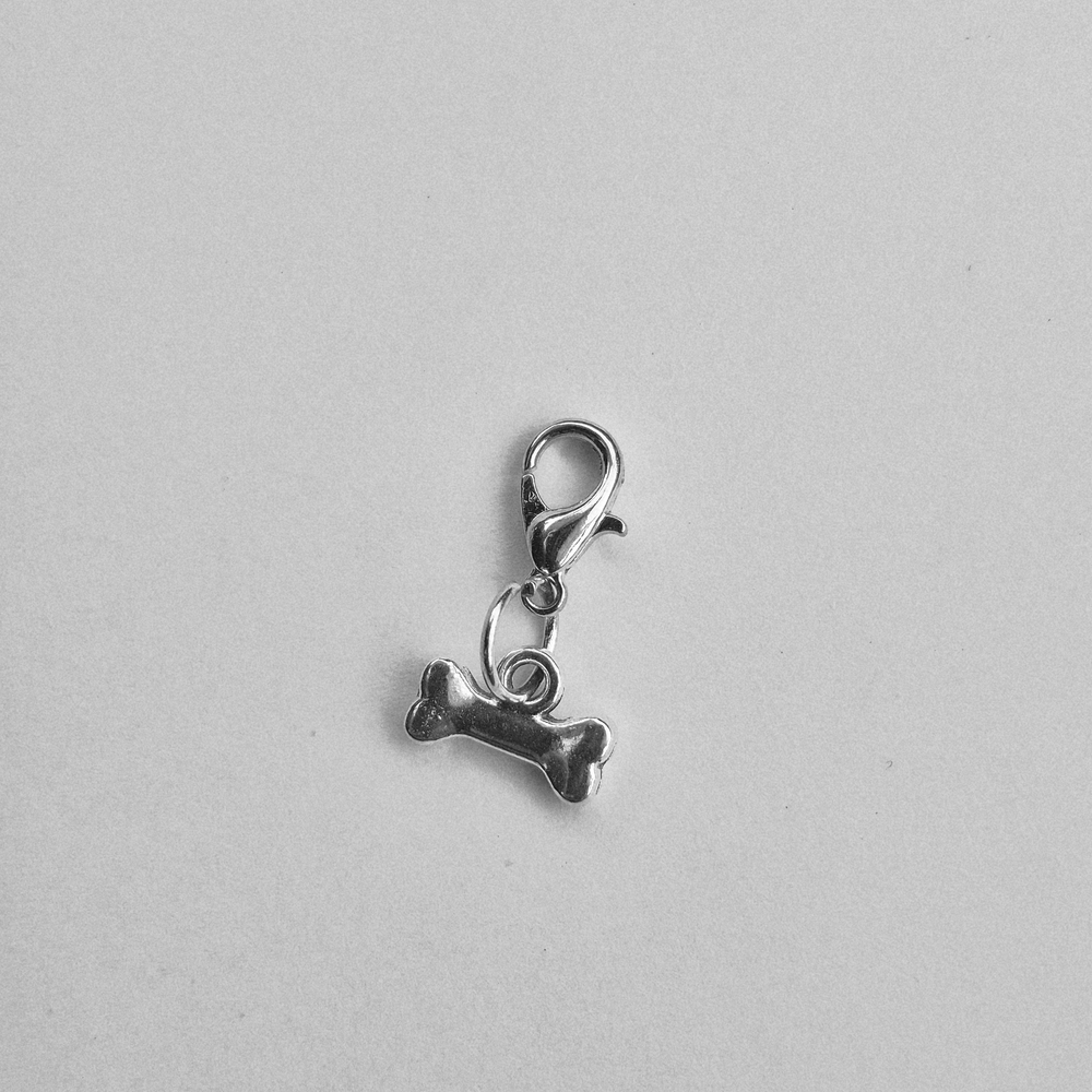 Silver Dog Bone Charm with Lobster Clasp - Bag Accessory